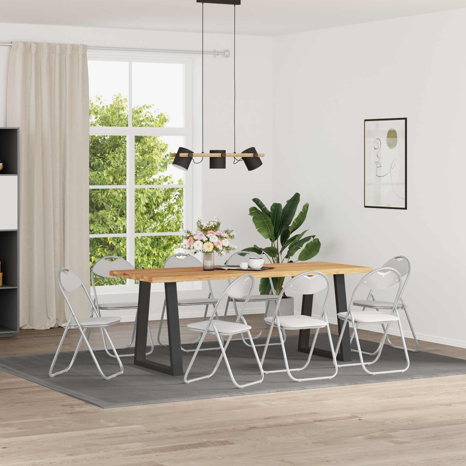 Krzesło składane 8 pcs Biały i szary 48 x 43,5 x 81 cm vidaXL