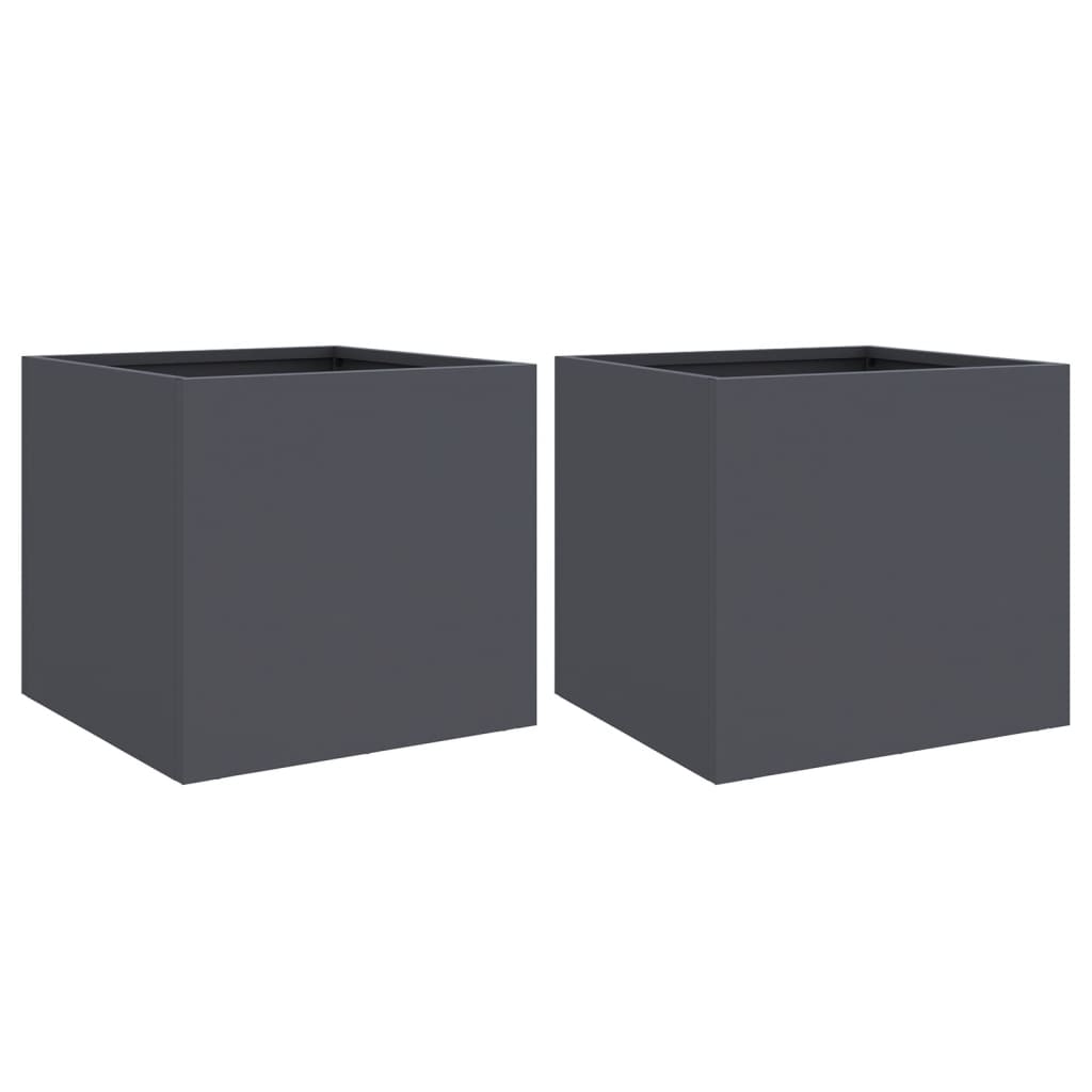 2x Donica Ogrodowa Metalowa Antracytowa na Taras i do Ogrodu