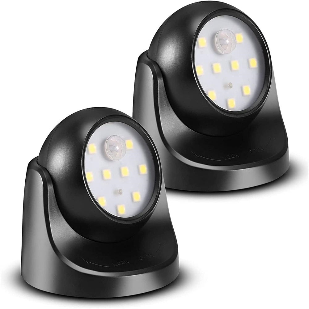 2 plamki LED bezprzewodowe, 150 lumenów, zdejmowana kula, obrót o 360 stopni, zasilane bateryjnie, czarne