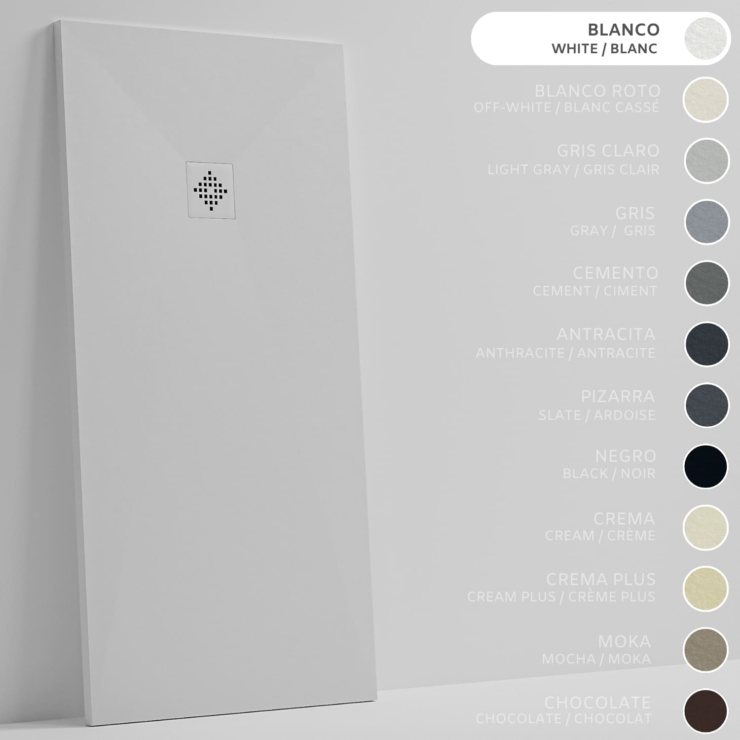 SOULHOME Brodzik prysznicowy– Żywica– Gel Coat– Gładka/Kamienna tekstura – Antypoślizgowy – Kolor biały – 130x100- Niski 3 cm– SAME