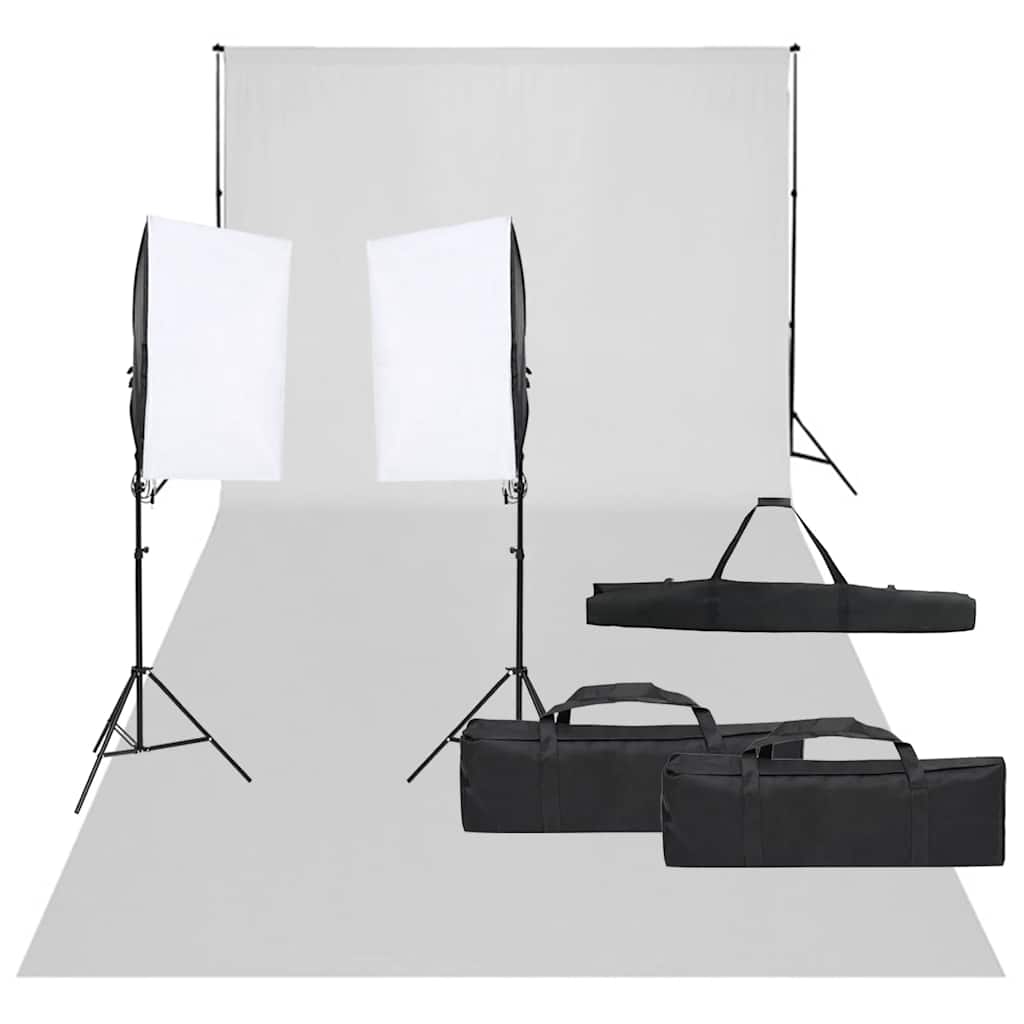 Fotograficzny zestaw studyjny z lampami i tłem vidaXL