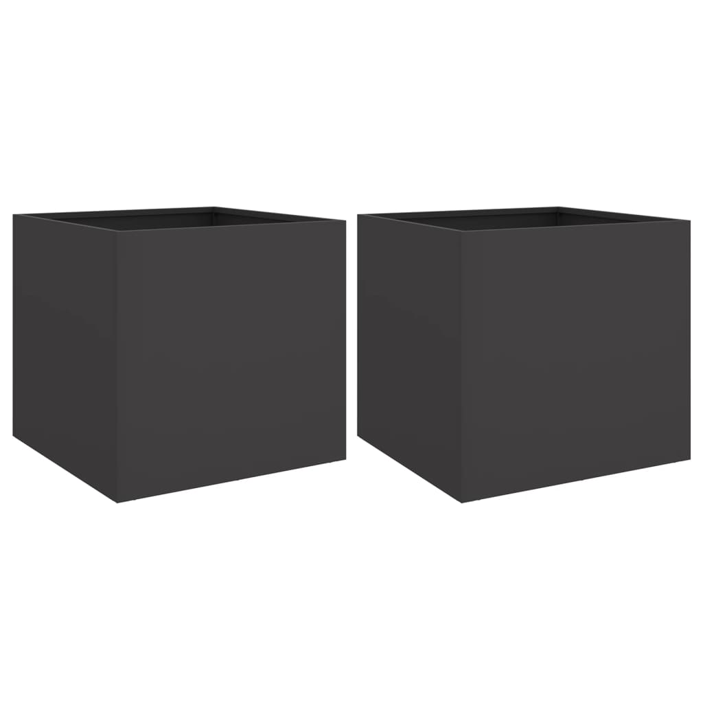 2x Donica Ogrodowa Metalowa Czarna na Taras i do Ogrodu