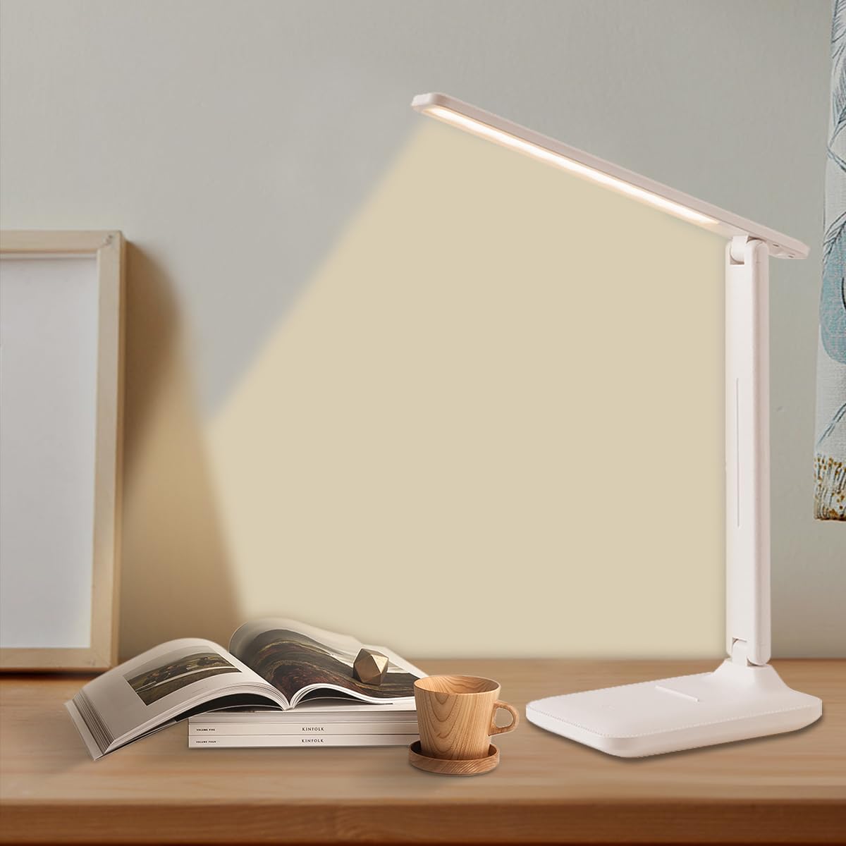 Lampka biurkowa, lampka stołowa LED, składana, 3 kolory, poziomy oświetlenia, sterowanie dotykowe, z ochroną oczu LED, lampka biurko