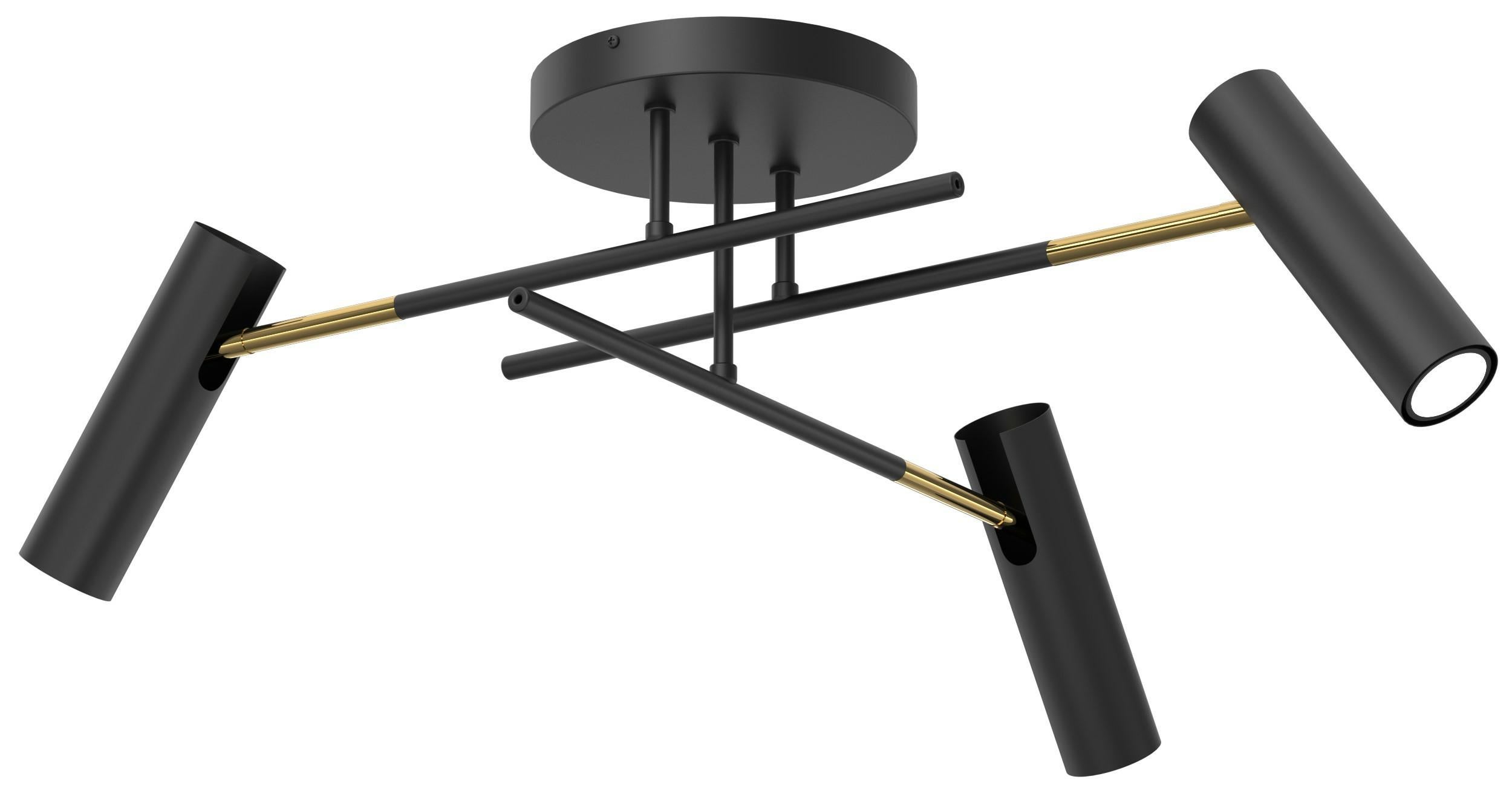 Lampa wisząca Axion czarny mat-złoty połysk 3xGU10x8W metal wym:24x89x89cm IP20 Luminex