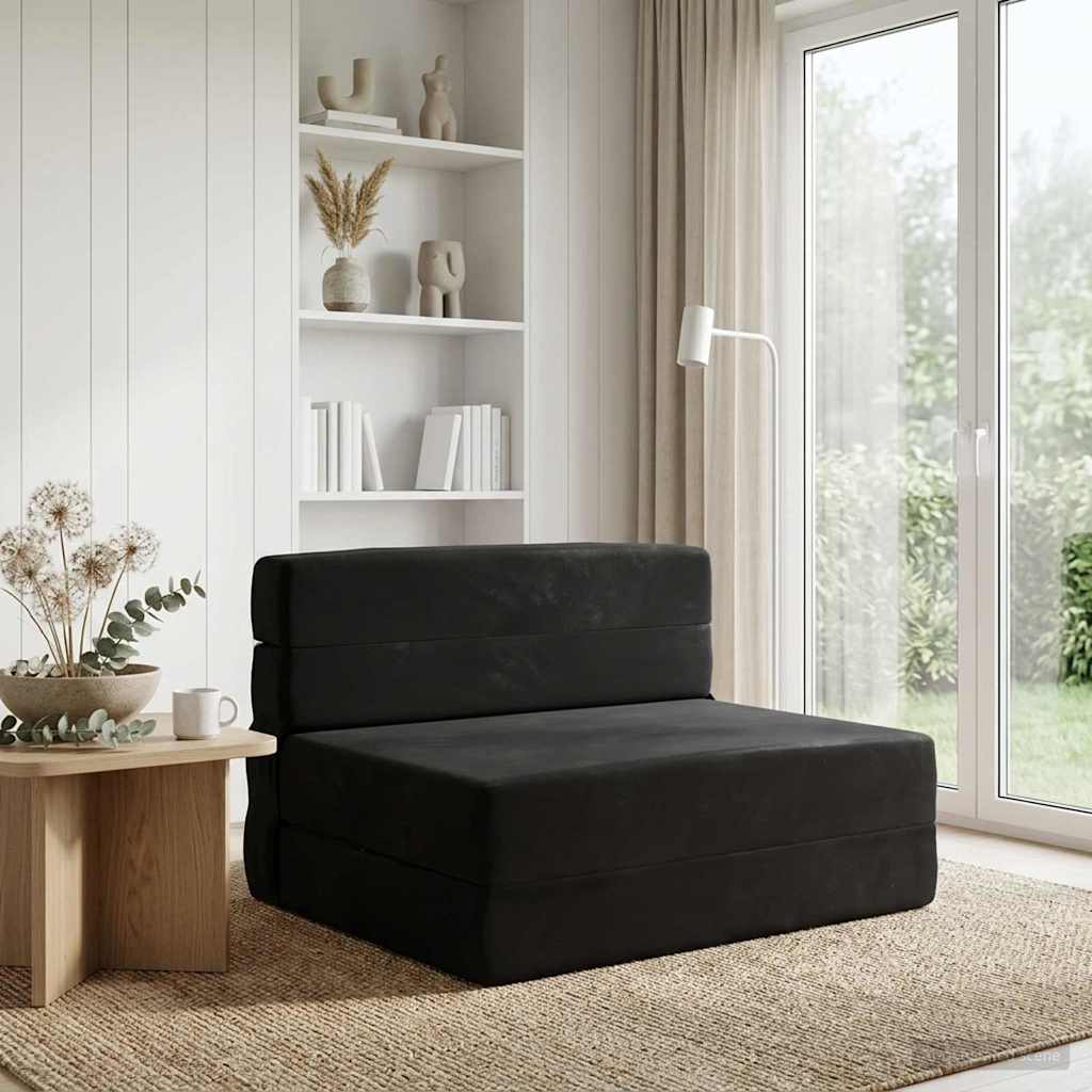 Składana Sofa Łóżko Czarny 70 x 80 x 60 cm tkanina vidaXL