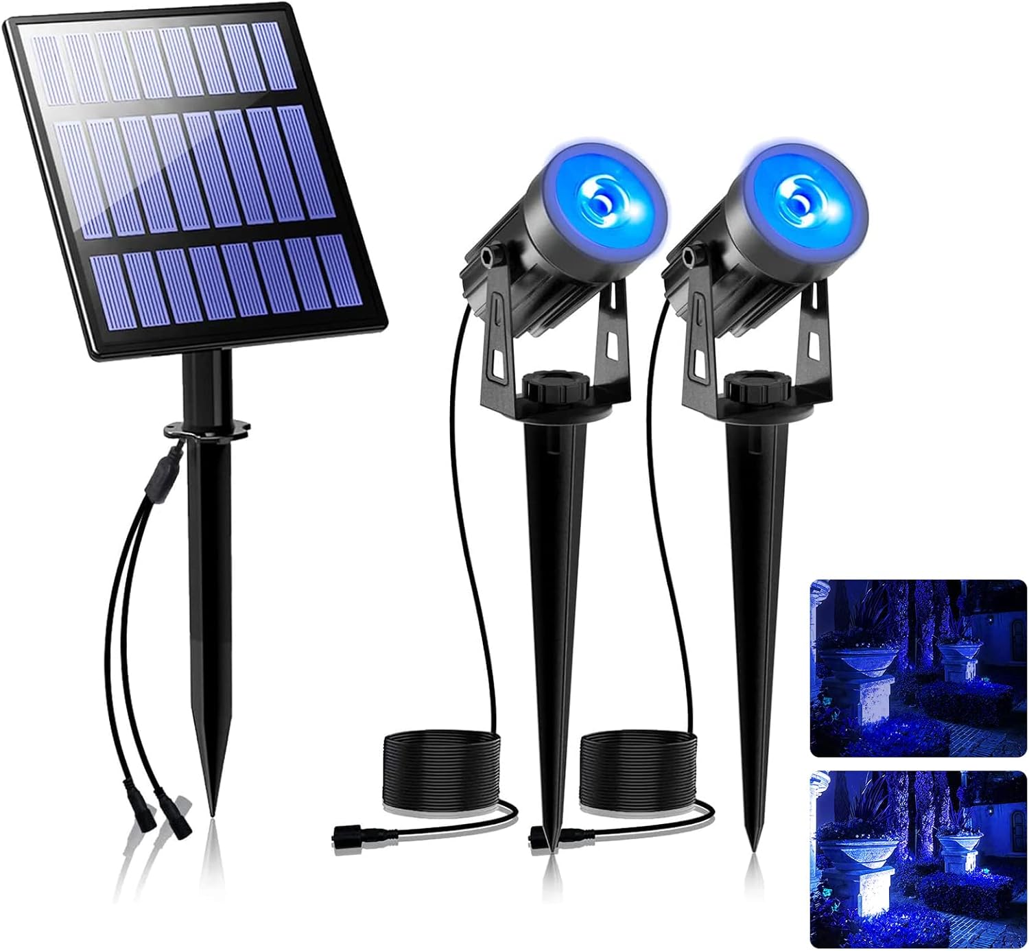Solarna lampa ogrodowa, wodoodporna IP65, z automatycznym włącznikiem, odpowiednia na taras i do ogrodu, niebieska