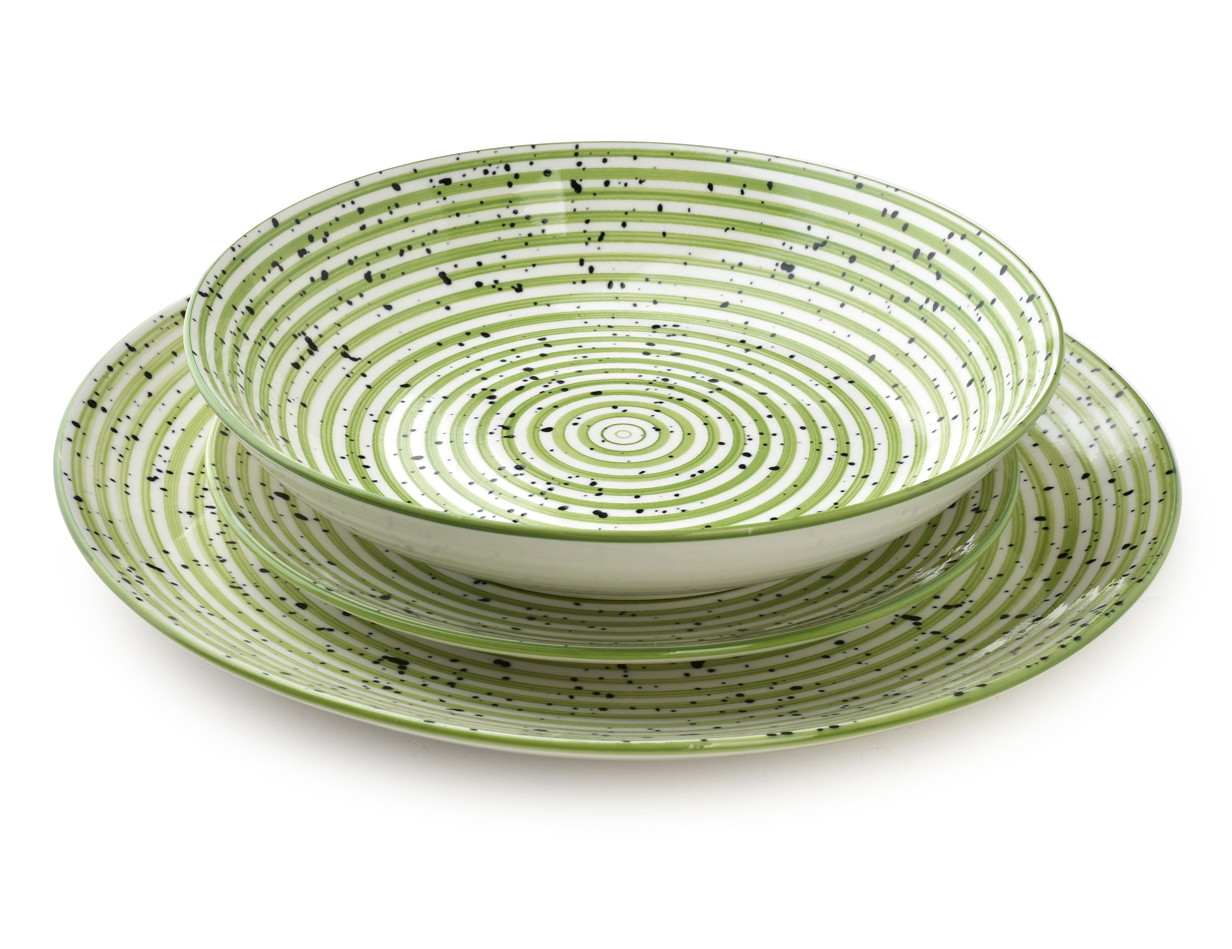 Komplet obiadowy porcelanowy Stripes STRIPES GREEN 27/19/20 cm 550 ml zielony 18 el.