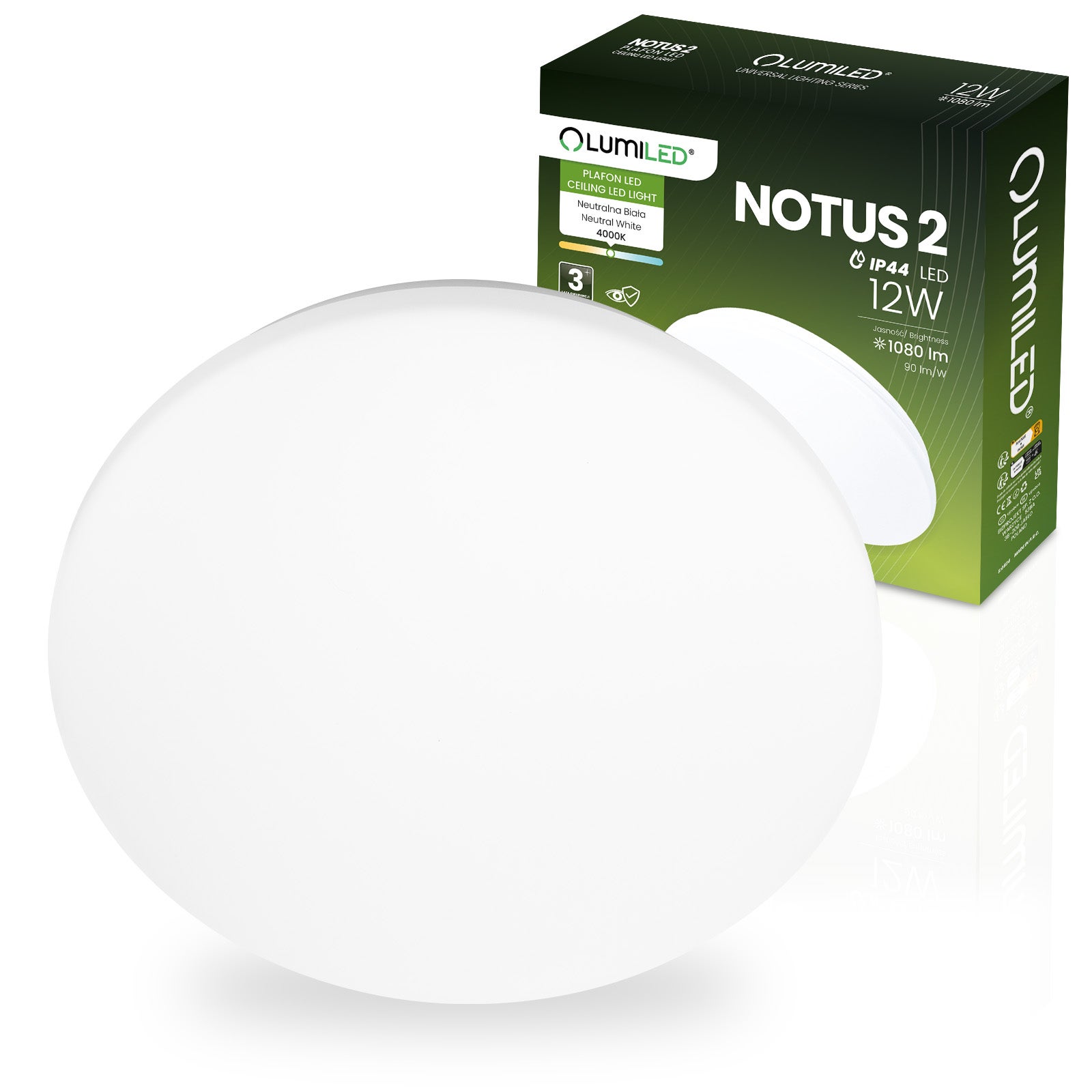Plafon LED Lampa Sufitowa Natynkowa 12W Okrągły 25 cm IP44 1 szt. Lumiled
