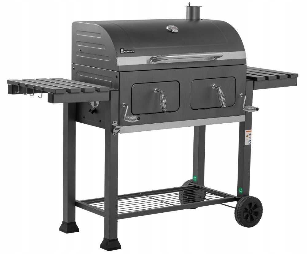 SOLIDNY GRILL WĘGLOWY Z 2 KOMORAMI LANDMANN NEW KOMFORT XL ŻELIWNY RUSZT