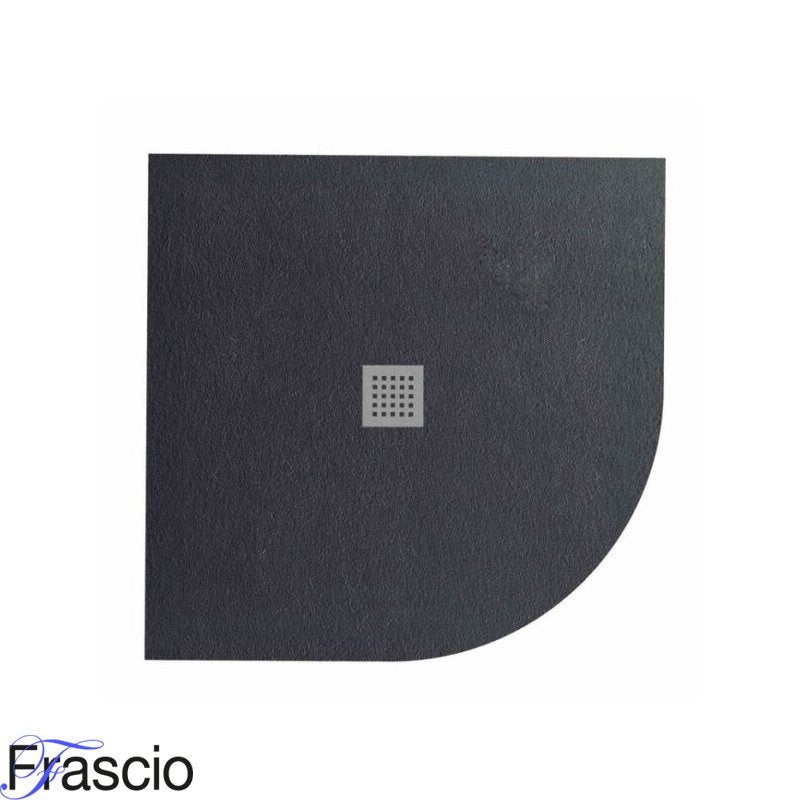 PółokrągłyBrodzik Vulcano Line Slim Black 90x90 cm z żywicy syntetycznej i marmurowego proszku z odpływem swobodnym - FRASCIO