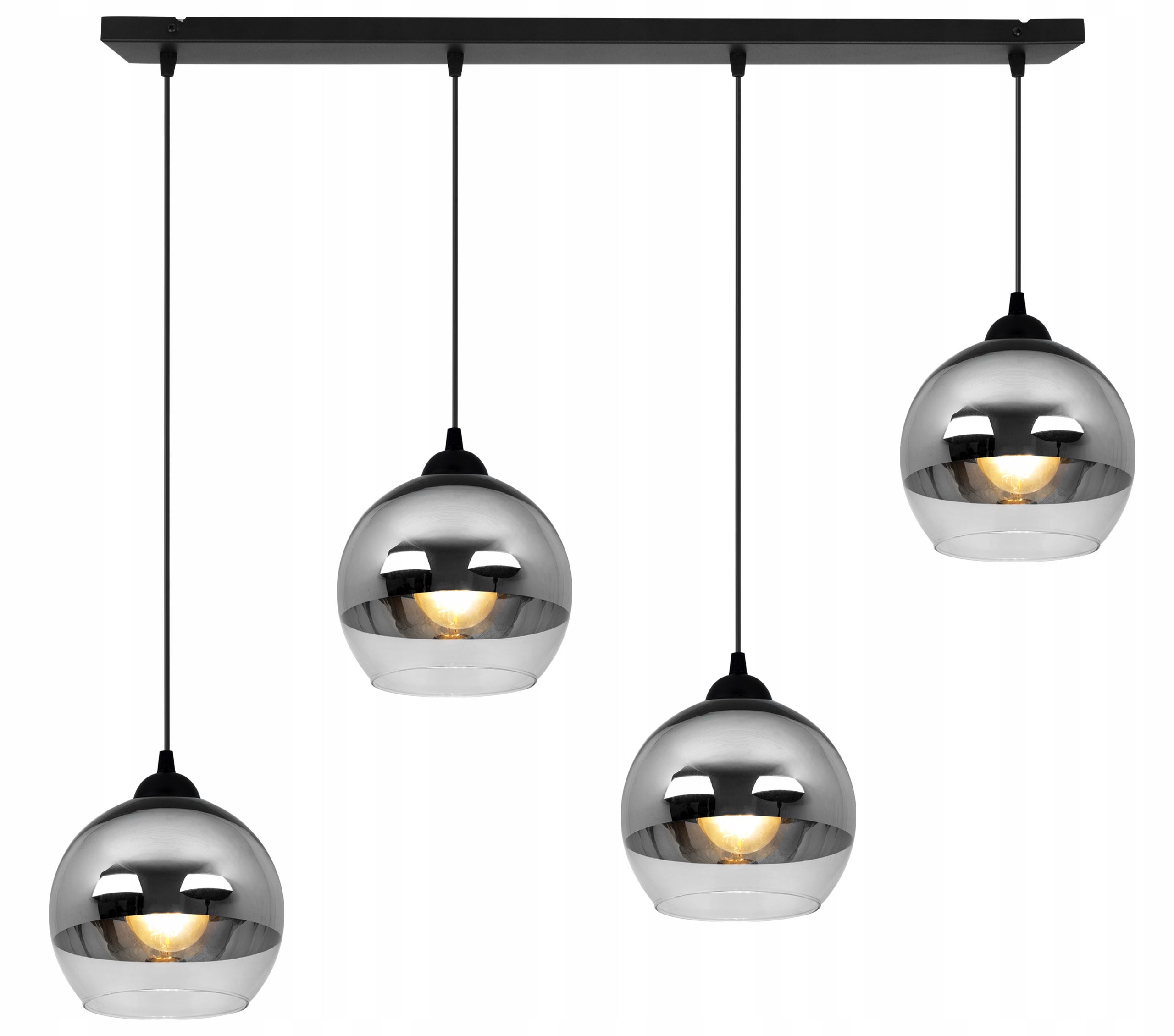 Lampa sufitowa wisząca Light Home LH Bergen 4x E27 abażur kulisty srebrny elegancka