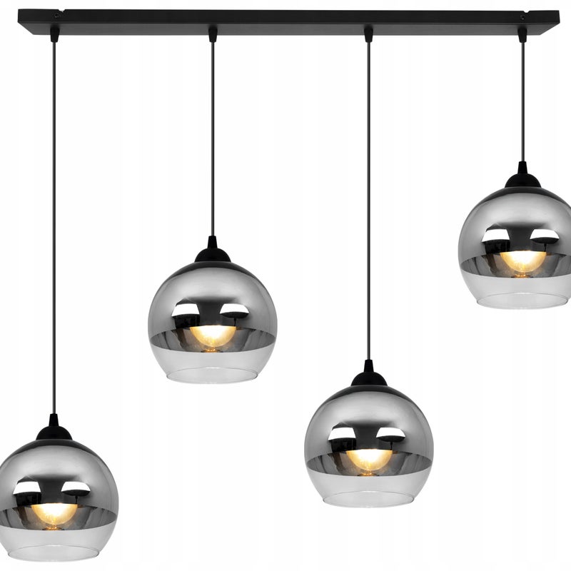 Lampa sufitowa wisząca Light Home LH Bergen 4x E27 abażur kulisty srebrny elegancka