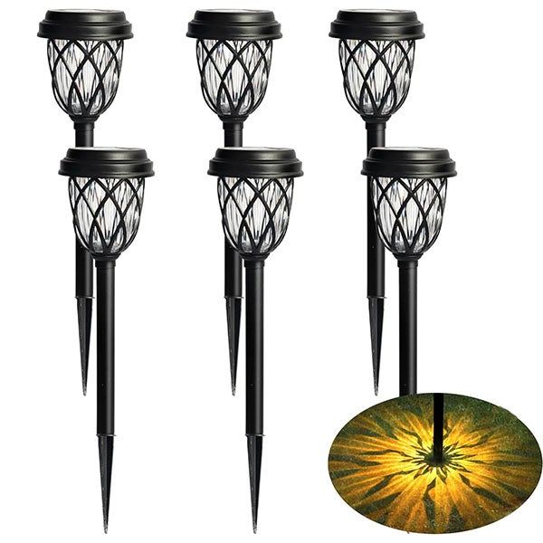 6 sztuk solarnych lamp ścieżkowych na zewnątrz, ciepłe białe diody LED, wodoodporne lampki nocne na paliku ogrodowym - 41 cm