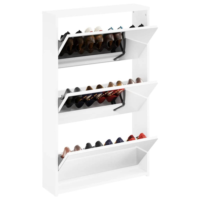 Szafka na buty z 3 półkami i lustrem, kolor dębu 63x17x102,5 cm