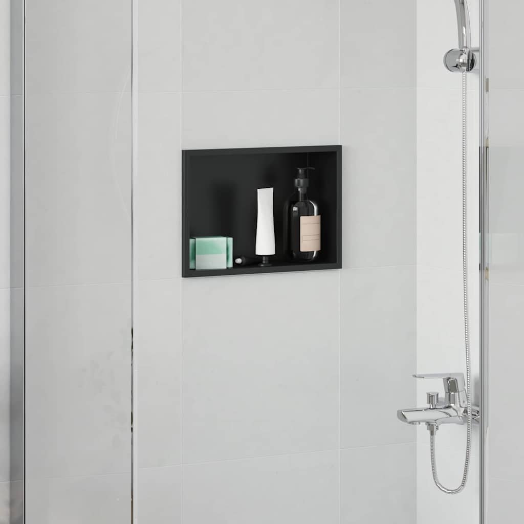 Nisza prysznicowa Czarny 30 x 20 x 9,5 cm Stal nierdzewna vidaXL