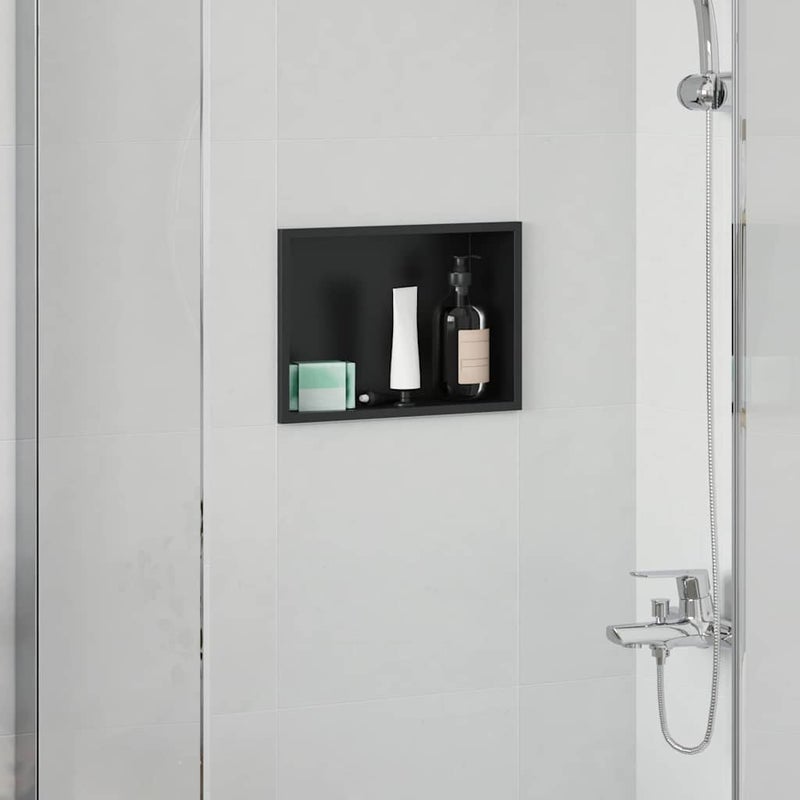 Nisza prysznicowa Czarny 30 x 20 x 9,5 cm Stal nierdzewna vidaXL