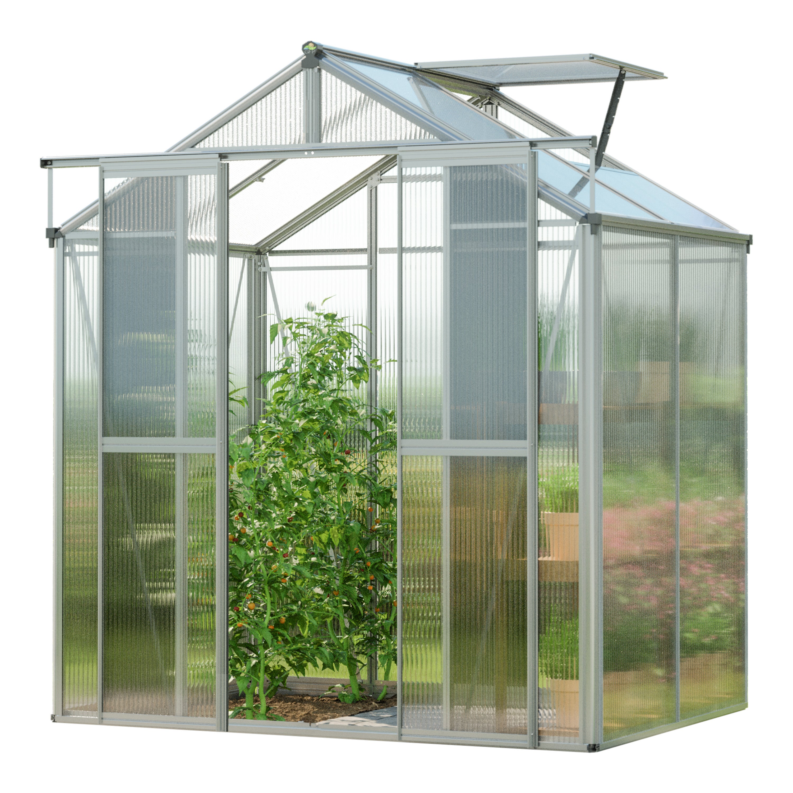 GFP Szklarnia Picco 2 – rama aluminiowa – 179 x 133 cm – poliwęglan 6 mm