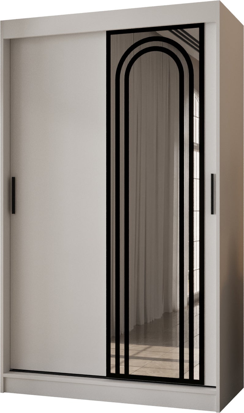 Szafa przesuwna z lustrem VIGO 120 x 62 x 200 biały + u. czarny