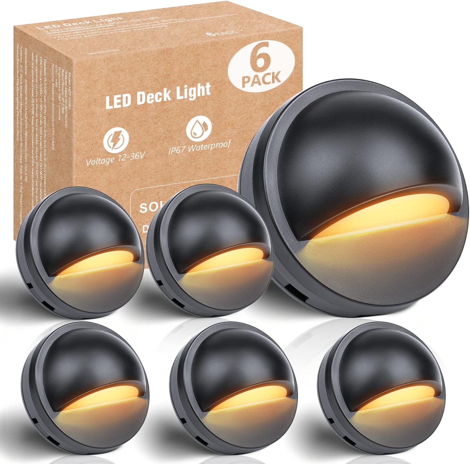Zestaw 6 lampek tarasowych LED, 2,5 W – Ciepła biel – Wodoodporność IP67 – Oświetlenie zewnętrzne niskonapięciowe