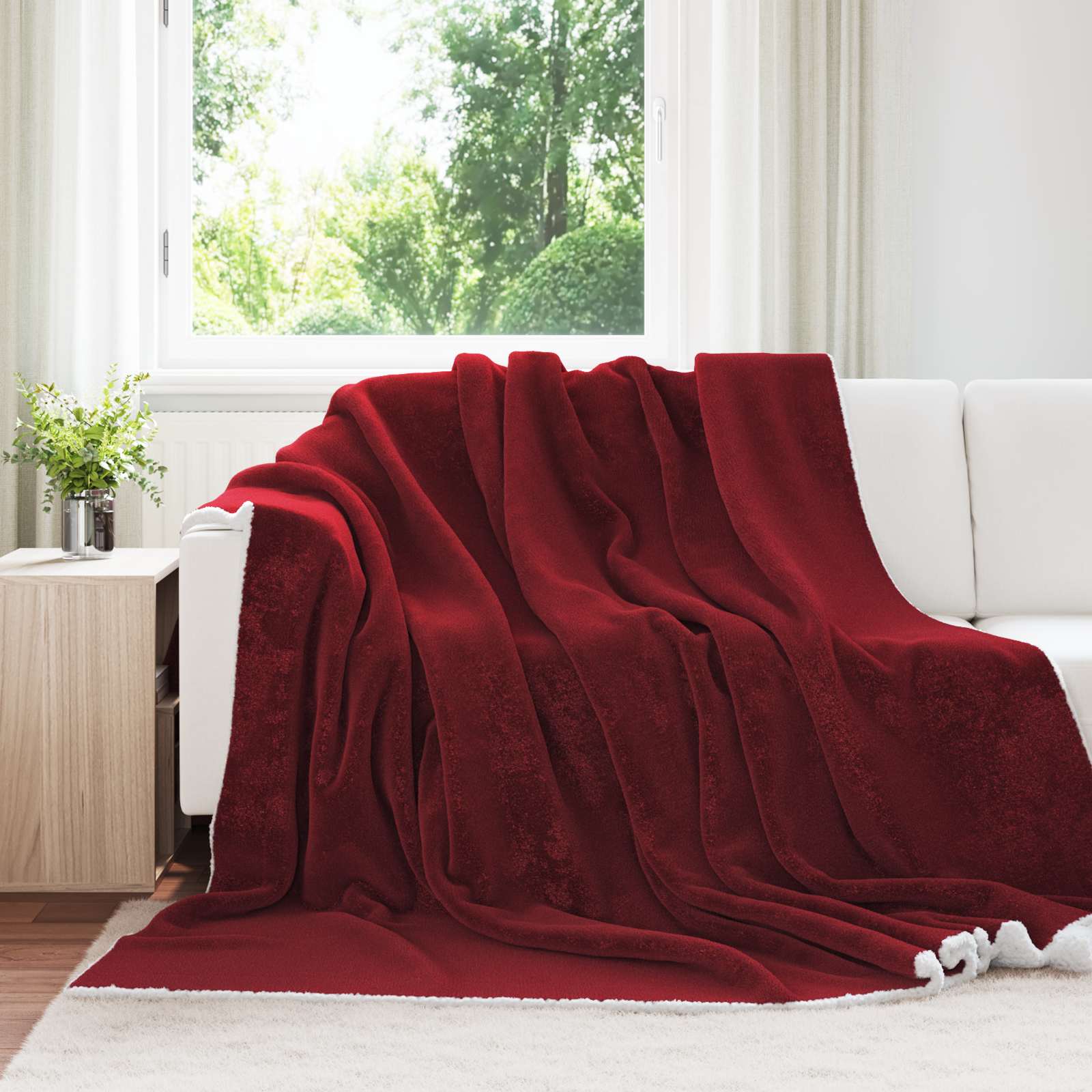 Koc Bordeaux Czerwony 240 x 270 cm Polar vidaXL