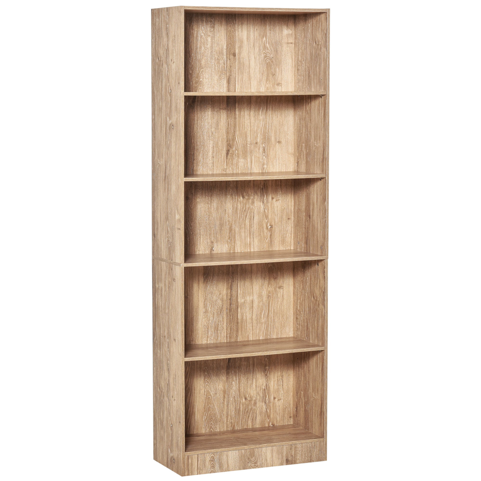 Regał biblioteczka 5 poziomów naturalne drewno, mebel regulowany do salonu biura sypialni, 63x29,2x176 cm