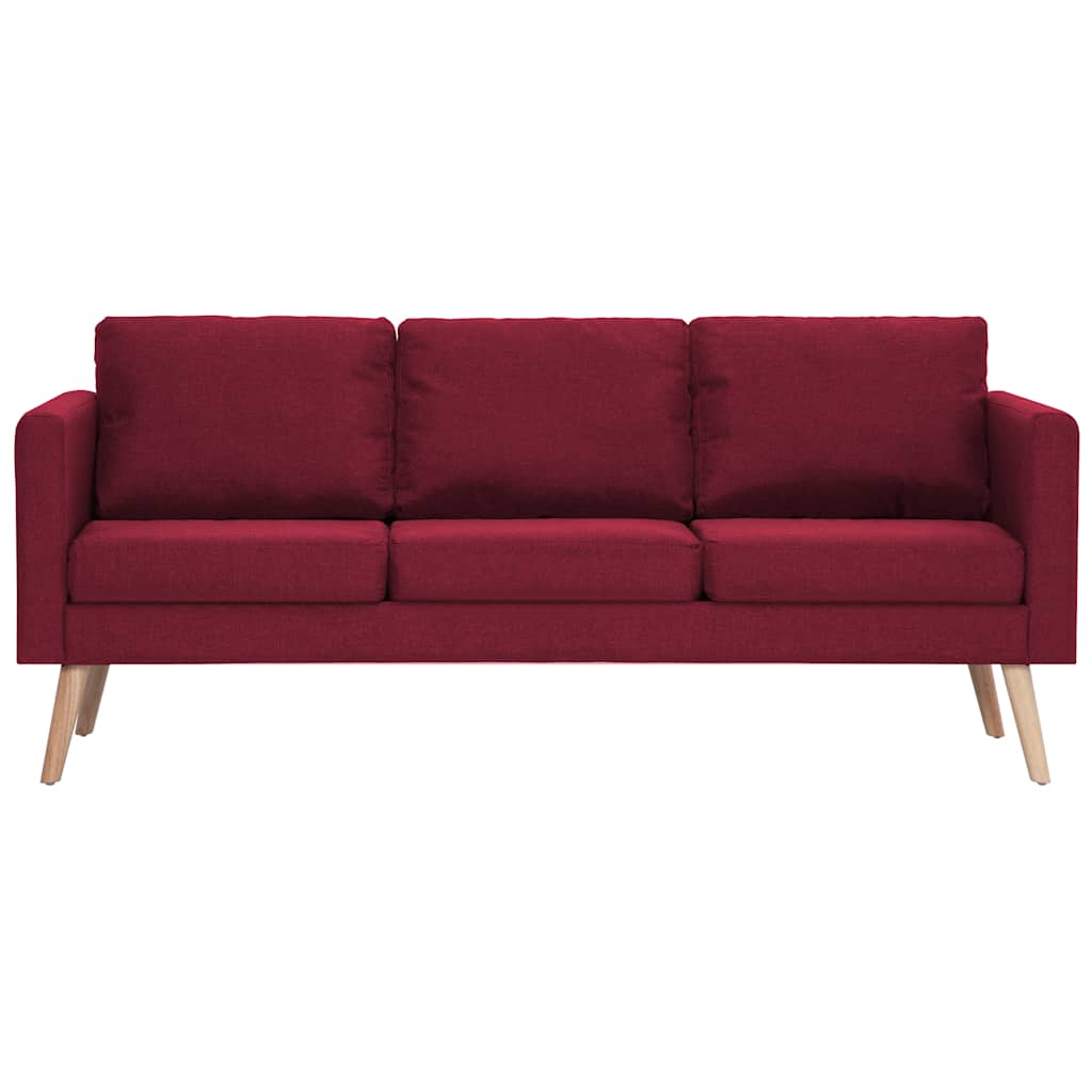 Sofa 3-osobowa, tapicerowana tkaniną, kolor czerwonego wina