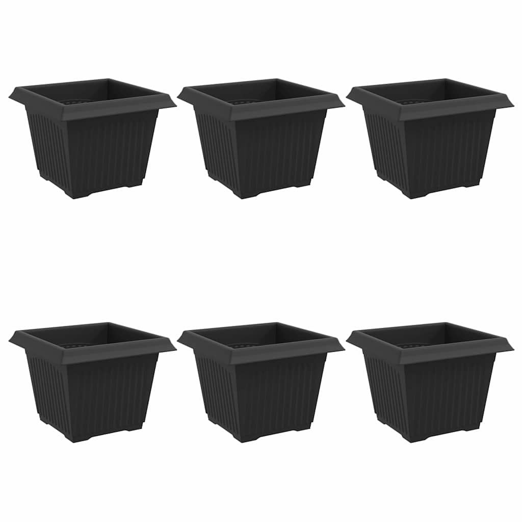 Kwadratowa doniczka na kwiaty 6 pcs Czarny 23 x 23 x 17,5 cm