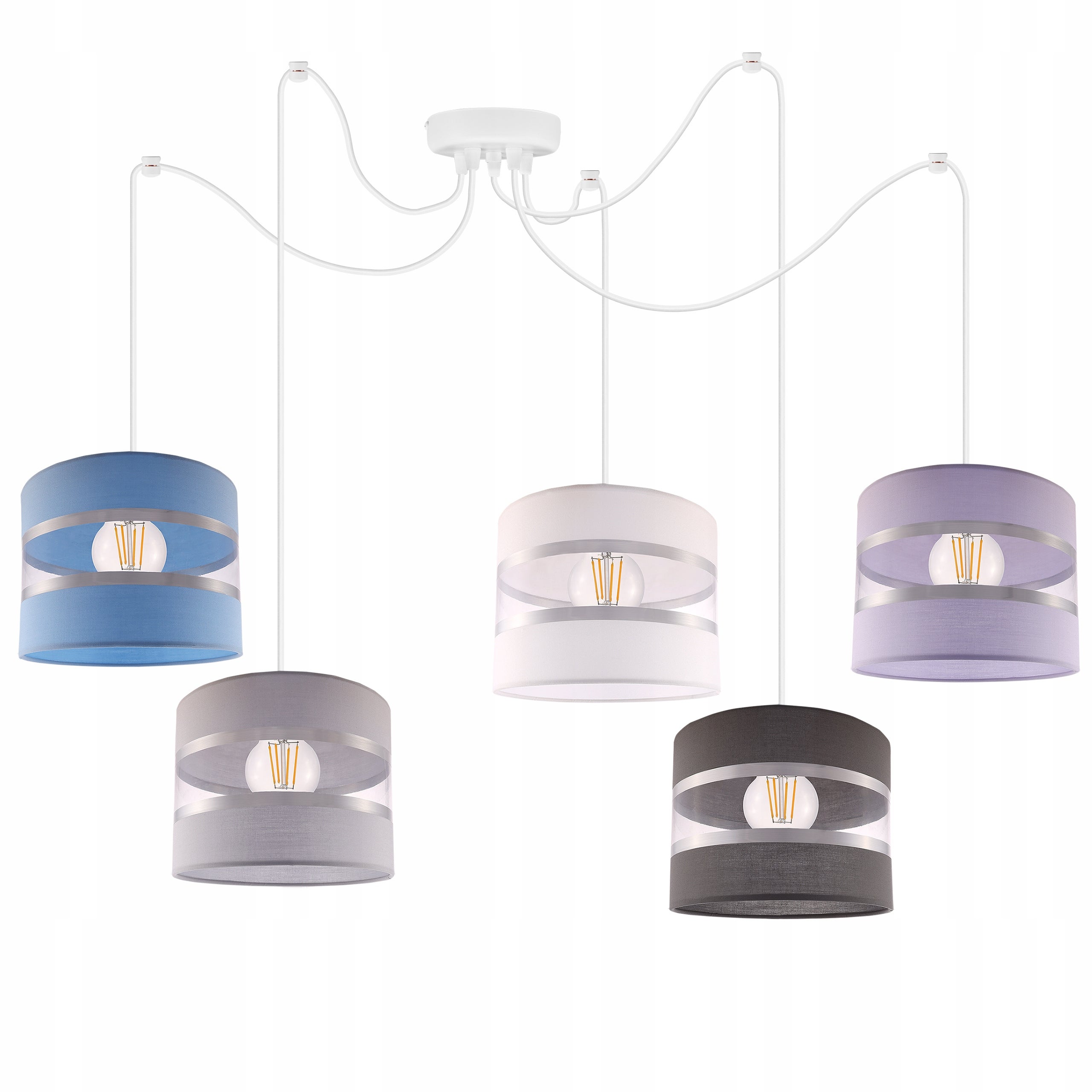 Lampa sufitowa wisząca Light Home LH Spider Lollipop 5x E27 abażur cylindryczny wielokolorowy