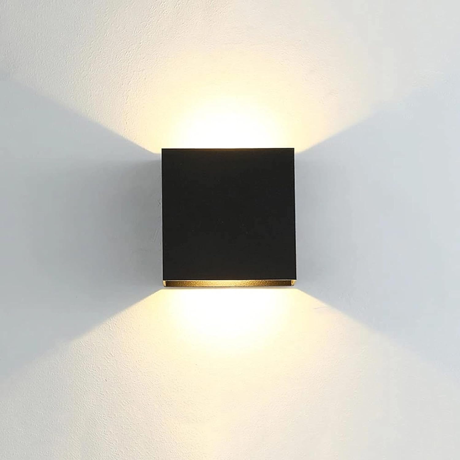 1-częściowa nowoczesna lampa ścienna LED z aluminium, czarny kwadratowy kinkiet ścienny, 10 x 10 x 10 cm, wodoodporna, odpowiednia do użytku wewnątrz