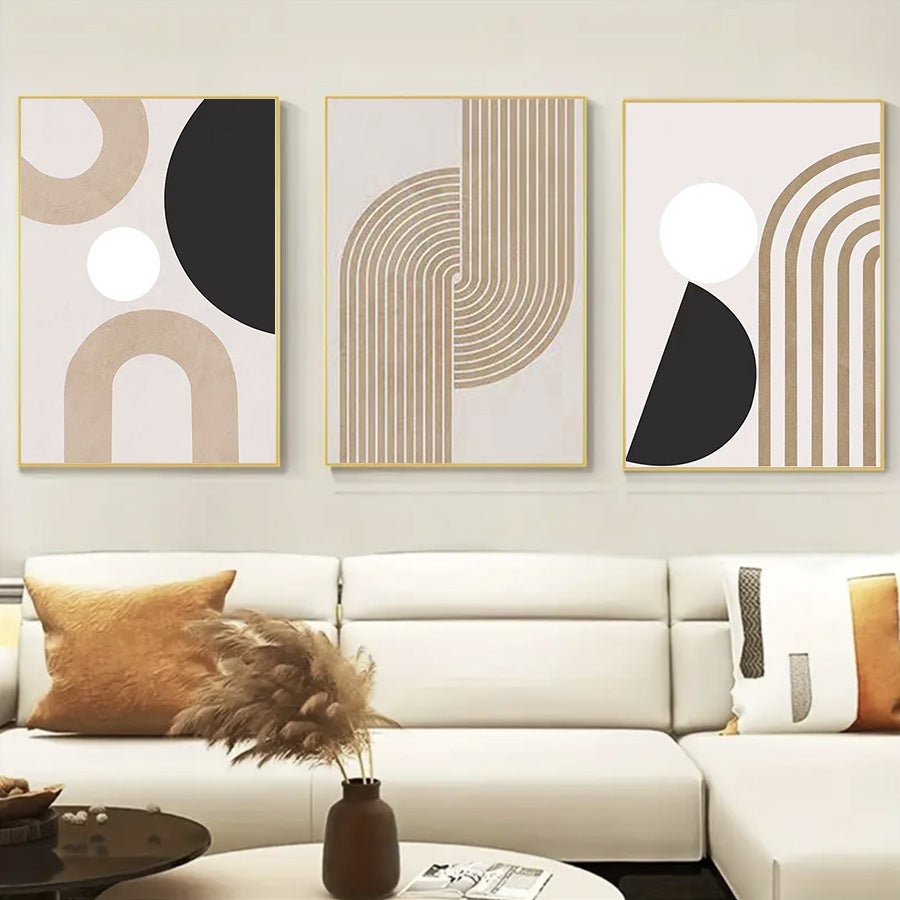 Minimalistyczny plakat w stylu rysunku liniowego – Obraz na płótnie – Dekoracja ścienna (50 x 70 cm, zestaw 3 sztuk, bez ramy) – Same wydruki