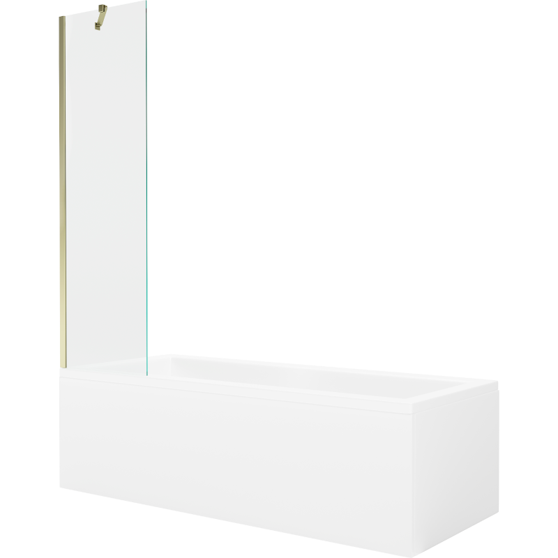 Mexen Cubik wanna prostokątna 170 x 70 cm z obudową i parawanem 1-skrzydłowym 50 cm, transparent, złoty - 550317070X9505000050