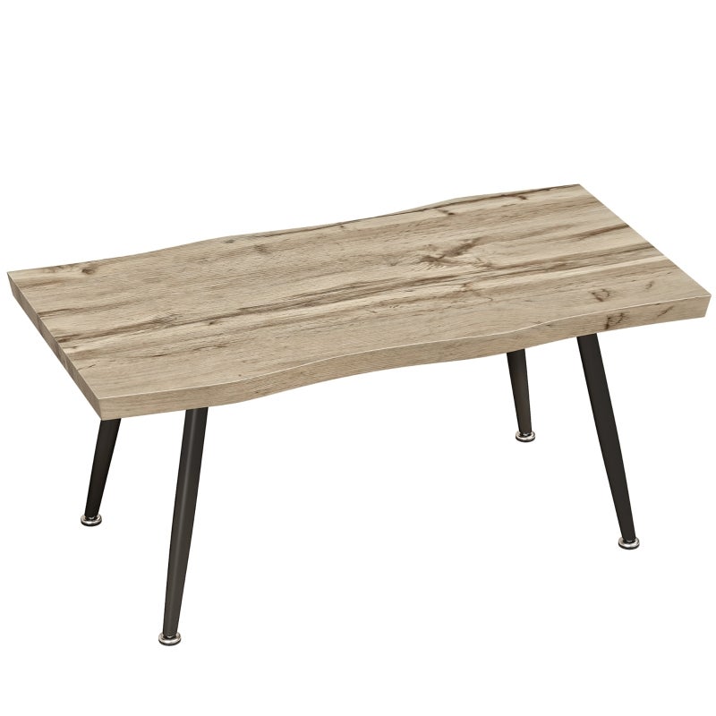 Stolik kawowy stolik boczny na stalowych nogach, blat o grubości 4 cm stół do salonu 100 x 50 x 45 cm dąb + czarny