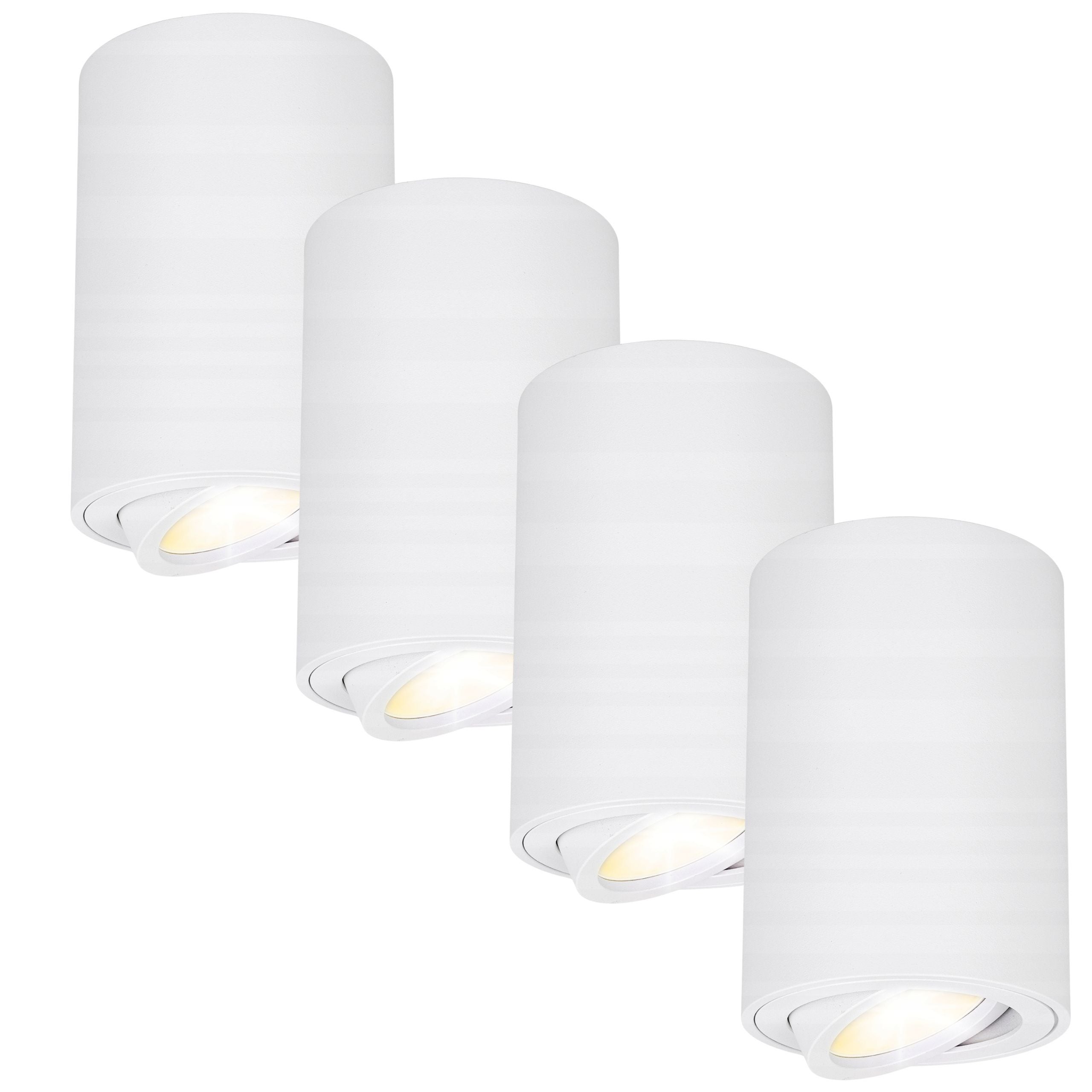 Oprawa natynkowa LED 4x GU10 okrągła biała RUCHOMA tuba lampa sufitowa reflektor ścienny halogen ZESTAW 4 SZTUK LEDHOFF