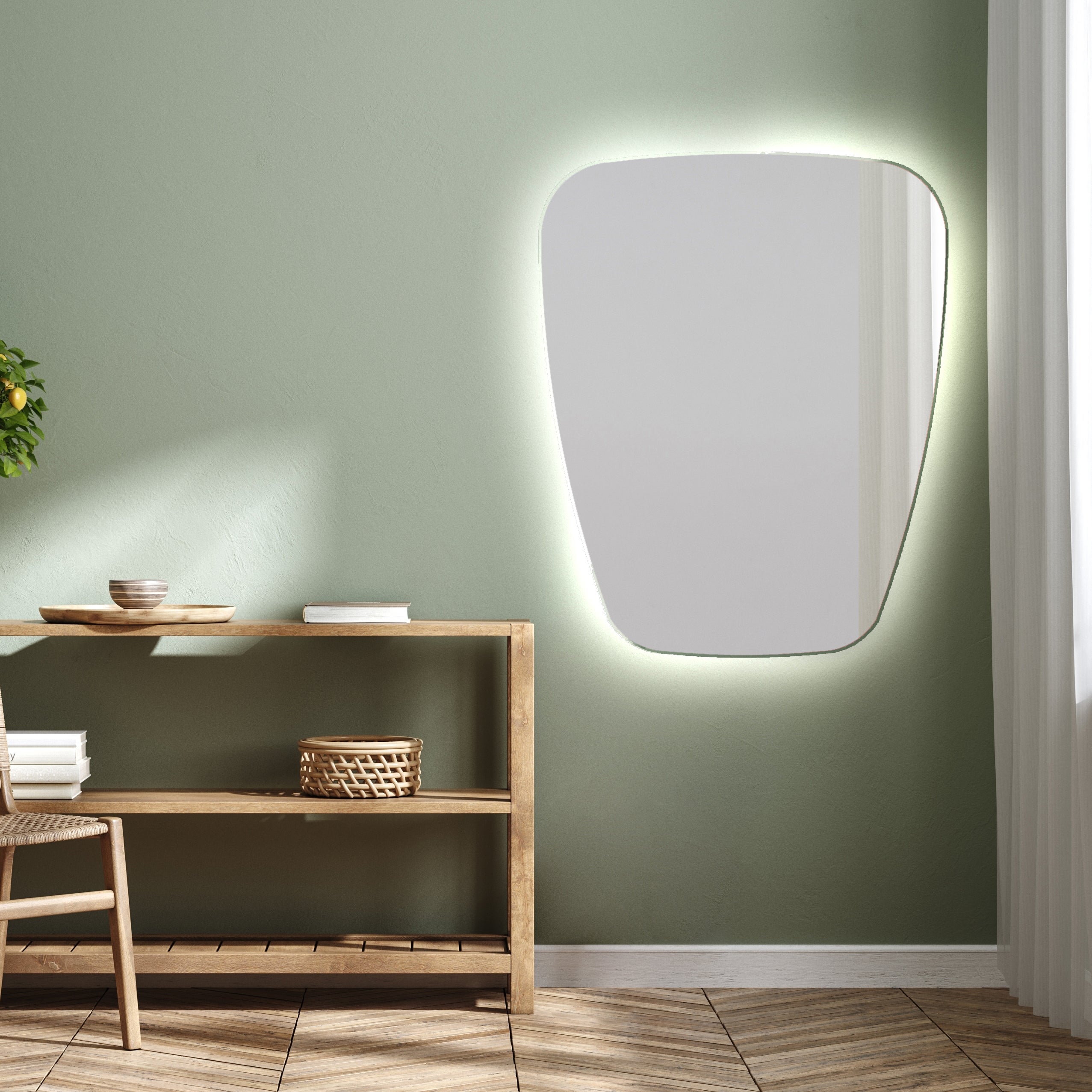 Lustro z oświetleniem łazienkowym LED (54x74cm) Jasne lustro LED z oświetleniem (TRZ221) Chłodna biel 7000K