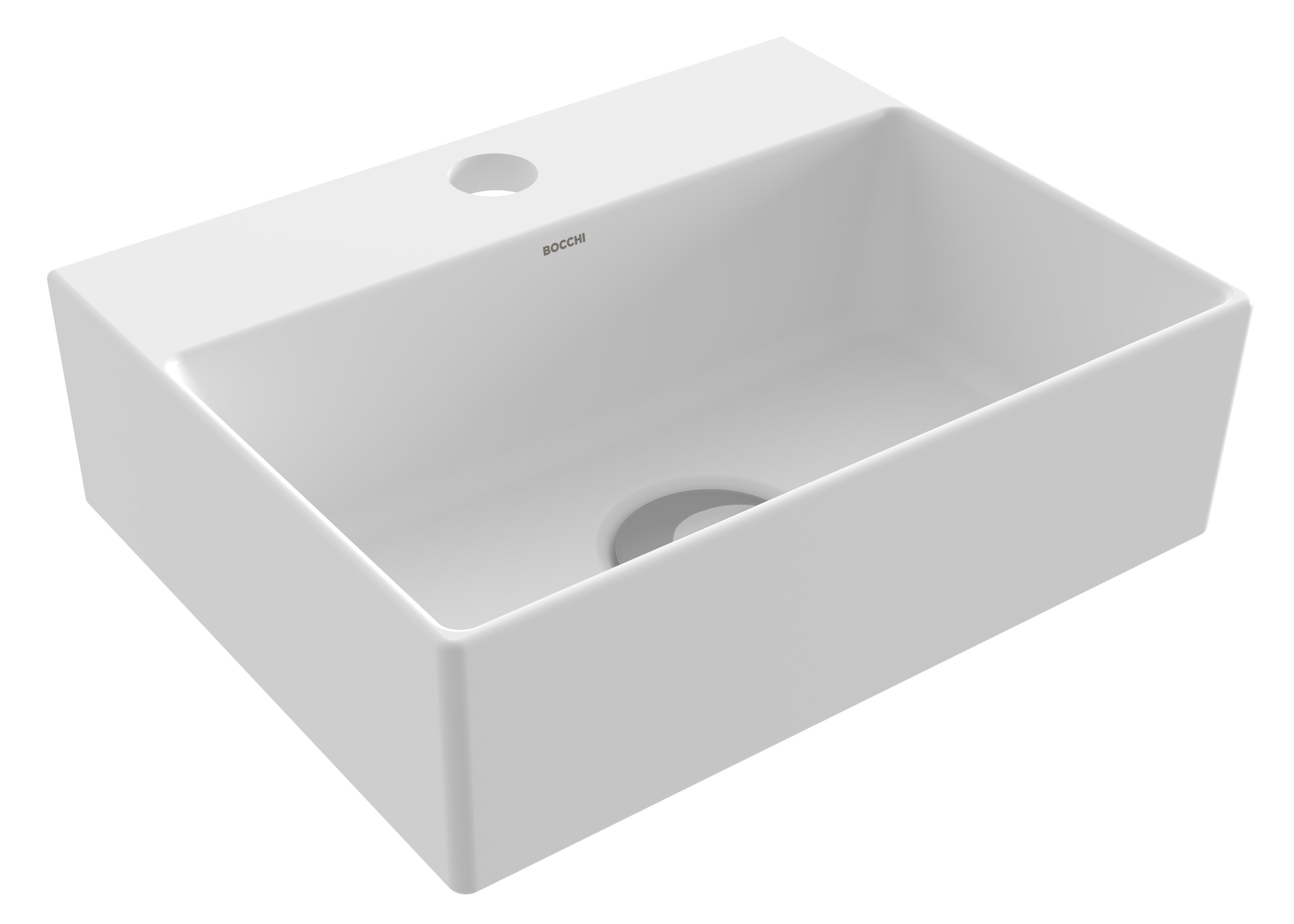 BOCCHI SOTTILE SLIM LINE Umywalka nablatowa 29,4x23,4cm z otworem na baterię biały mat