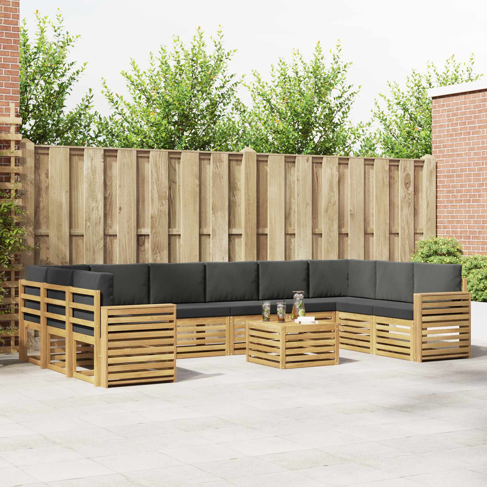 Zestaw sof na zewnątrz 11 pcs Biały i antracyt 59 x 59 x 37 cm vidaXL