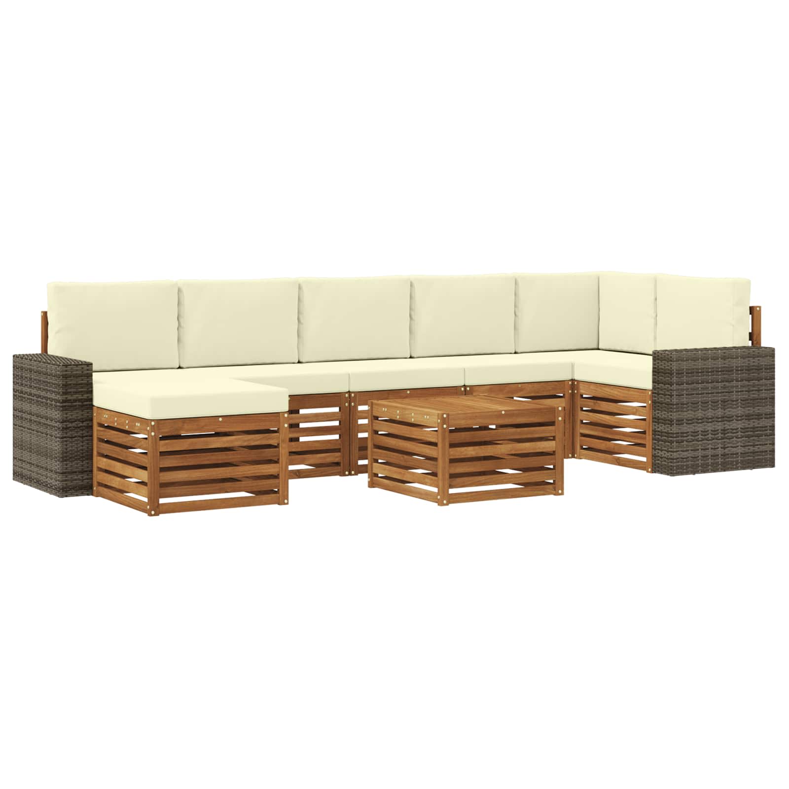 Zestaw sof na zewnątrz z poduszką 8 pcs Naturalny i Kremowy