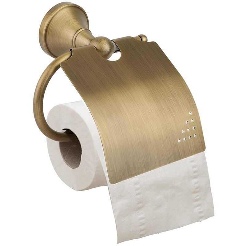 Uchwyt na papier toaletowy w stylu retro, antyczny, mosiężny, montowany na ścianie, uchwyt na papier toaletowy z pokrywką