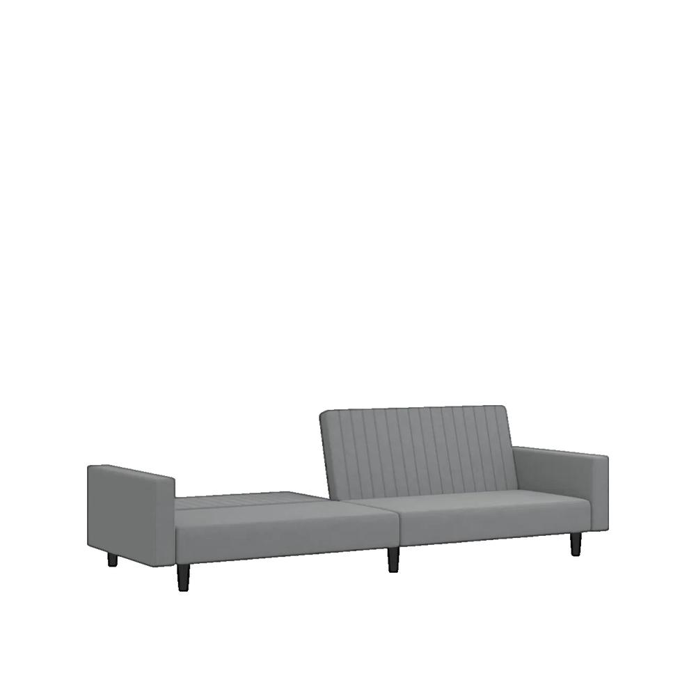Sofa rozkładany 2-osobowy vidaXL Welur Szary Funkcja 2 w 1