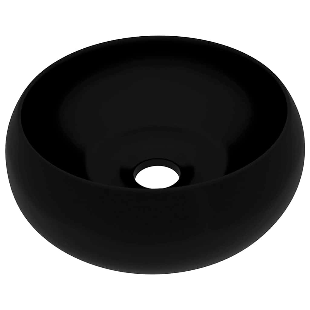 Umywalka Nablatowa Ceramiczna Okrągła Czarna do Łazienki 40 cm