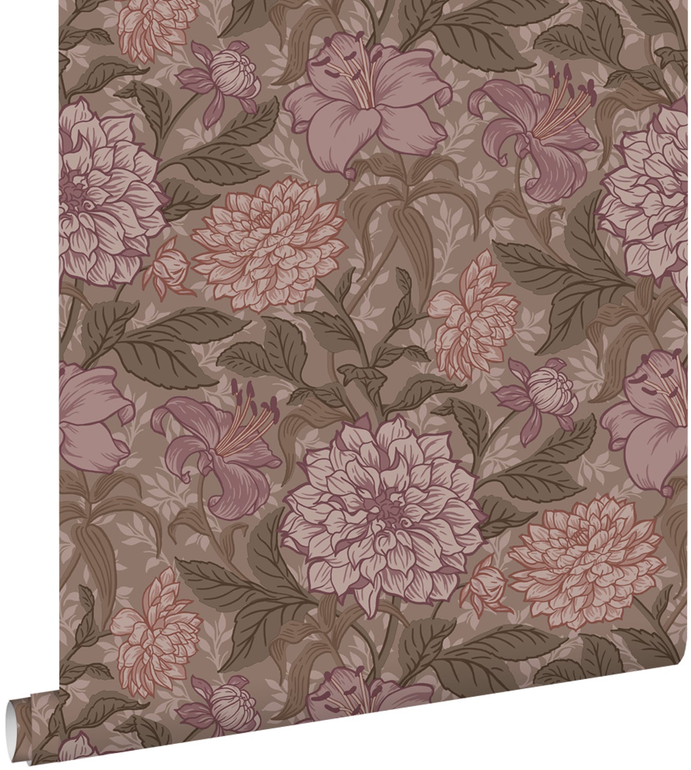 Tapeta zabytkowe kwiaty fioletowy mauve - 50 x 900 cm - ESTAHOME