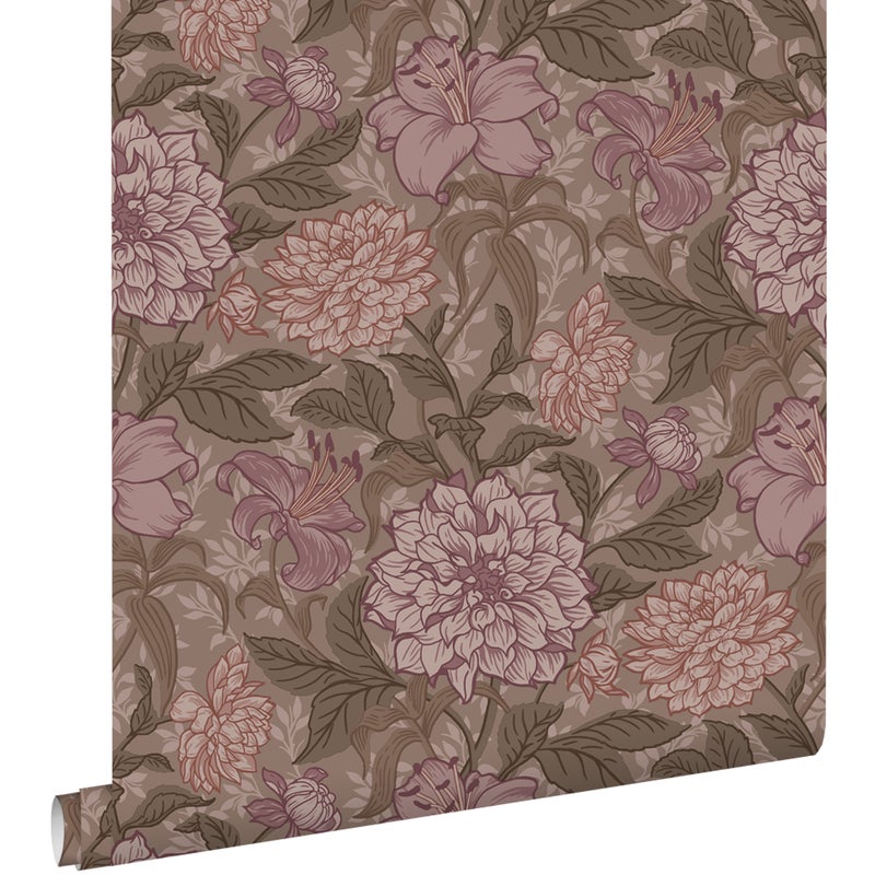 Tapeta zabytkowe kwiaty fioletowy mauve - 50 x 900 cm - ESTAHOME