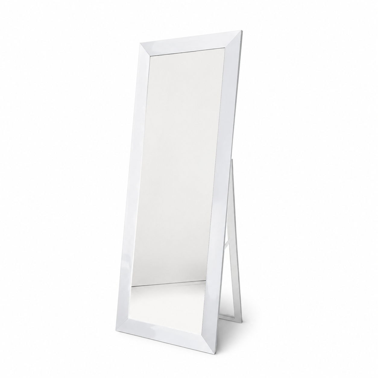 Lustro stojące MILANO białe połysk 64,6 × 174,6 cm z regulacją nachylenia