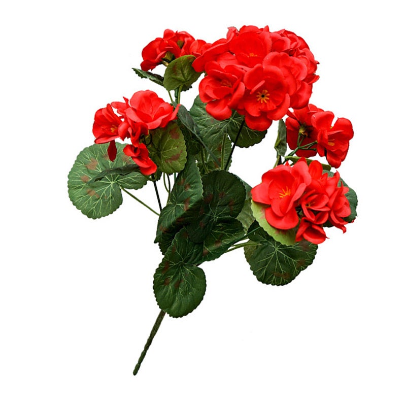 1 sztuczny kwiat do dekoracji zewnętrznych, geranium jedwabne, sztuczna roślina do dekoracji stołu, ogrodu, na wesele, do domu, czerwony
