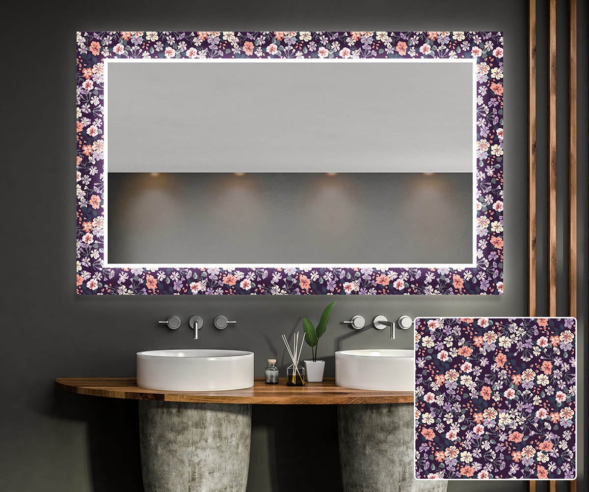 Dekoracyjne lustro z podświetleniem LED do salonu (200x90cm) Świecące lustro LED z chłodnym białym oświetleniem 7000K