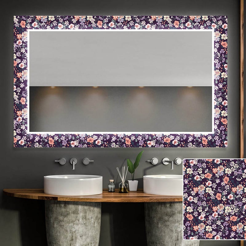 Dekoracyjne lustro z podświetleniem LED do salonu (60x90cm) Jasne lustro LED z chłodnym białym oświetleniem 7000K
