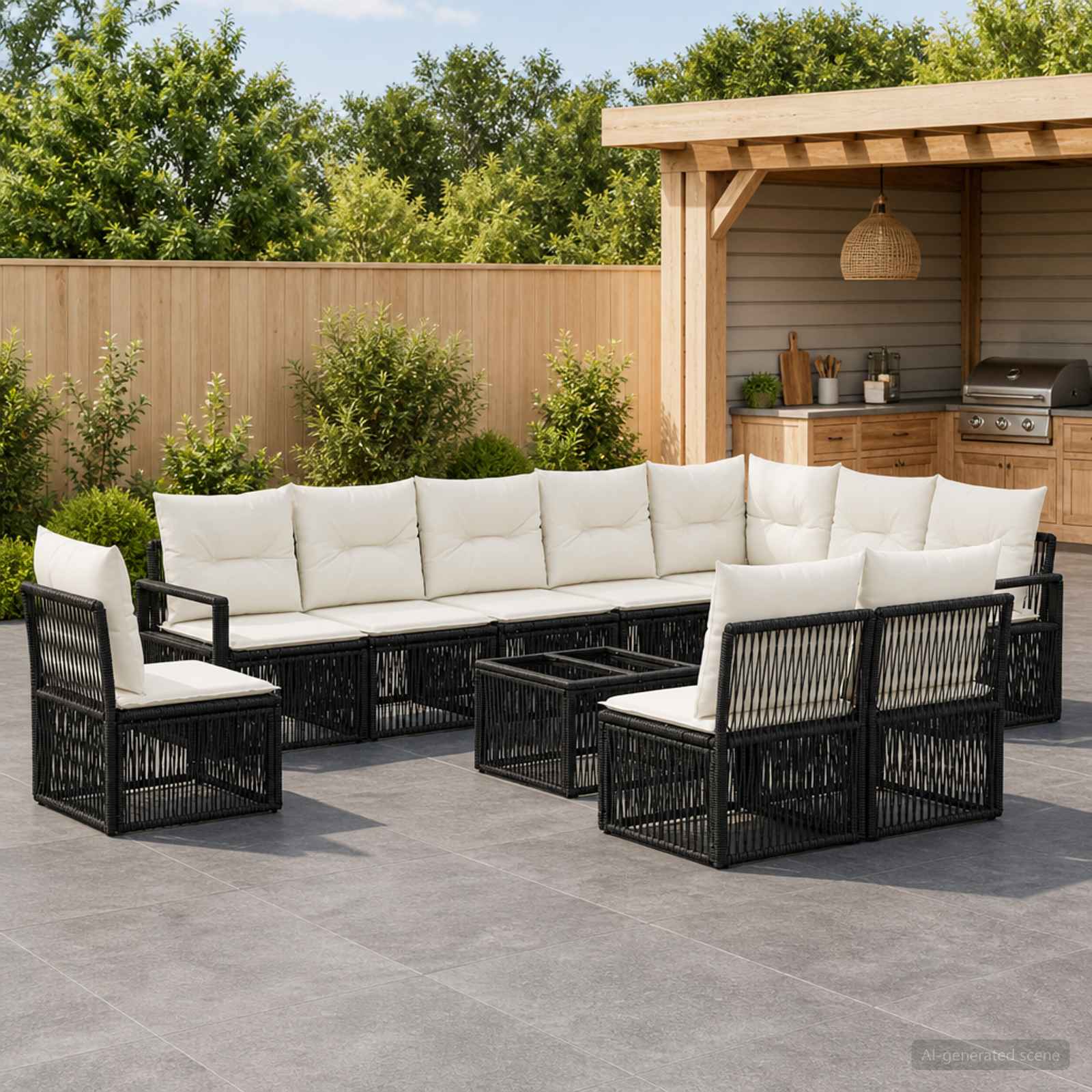 Zestaw Sof na Ogród 11 pcs Czarny polirattan vidaXL