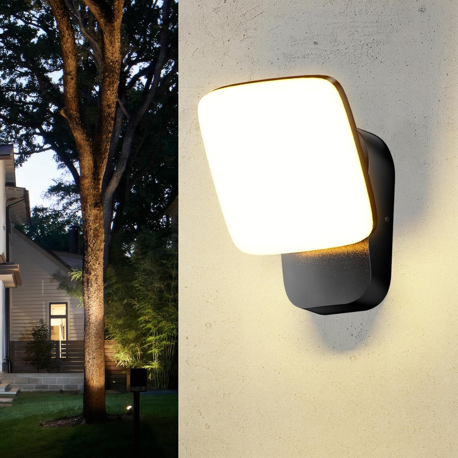 Zewnętrzna lampa ścienna LED – wodoodporna IP65, do użytku wewnątrz pomieszczeń, 3000 K, lampa ścienna z obrotowym 360° aluminiowym panelem LED