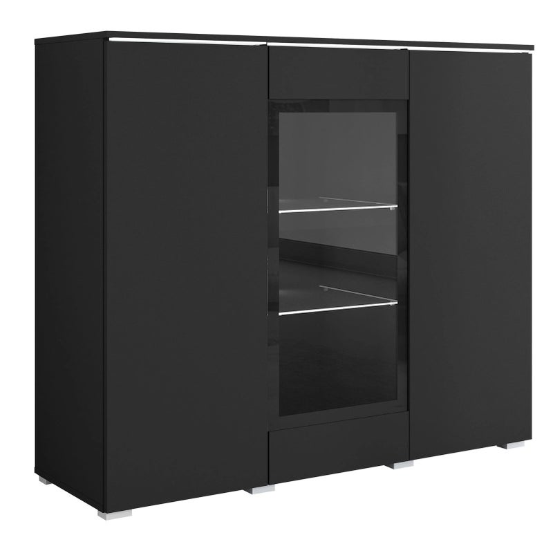 MIRJAN24 Komoda Vera 120 z białym oświelteniem LED czarny grafit