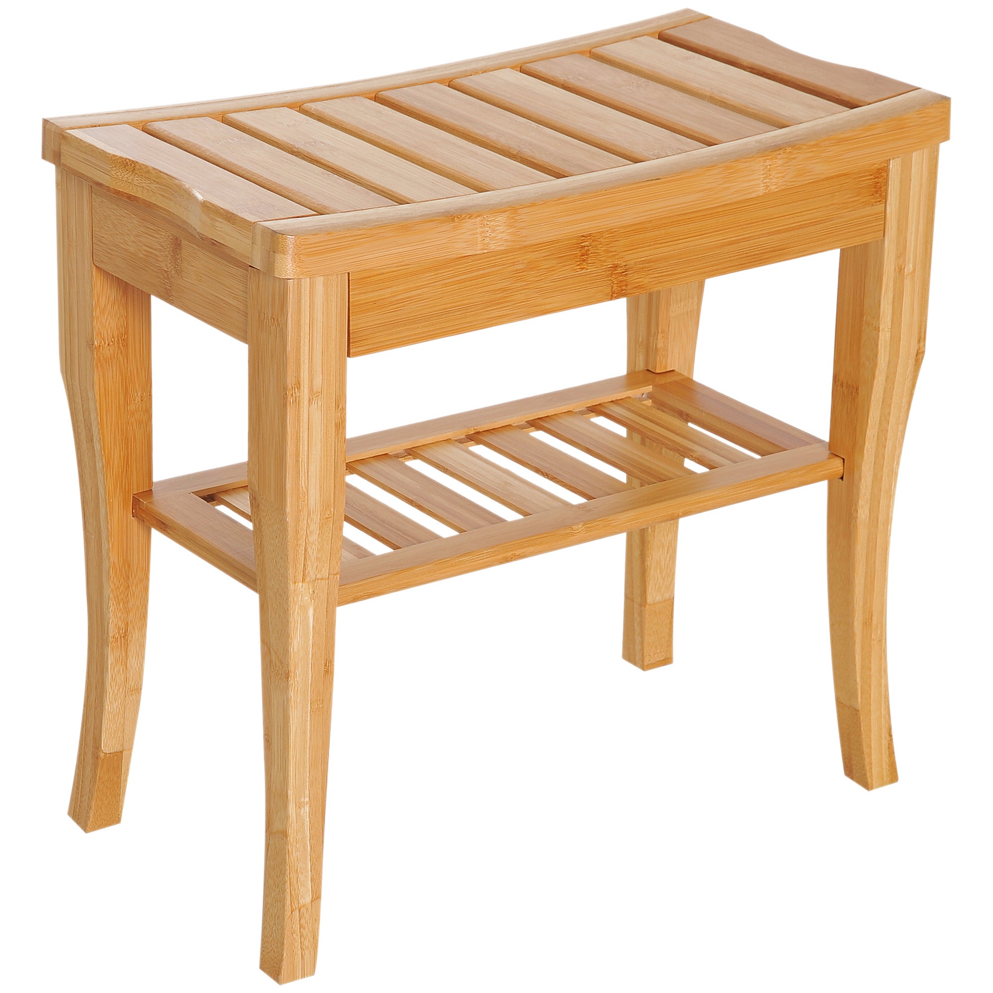 Taboret prysznicowy z półką, siedziskiem, krzesłem, bambus